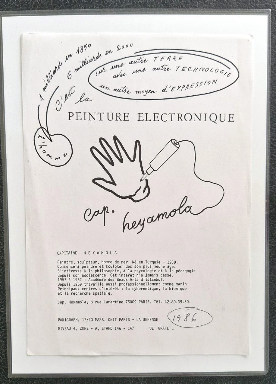 Parigraph 1986 broşürü — sanatçının el yazısı ve çizimiyle